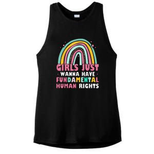 Rainbow Feminist Girls Just Want To Have Fundamental Rights Ladies PosiCharge Tri-Blend Wicking Tank