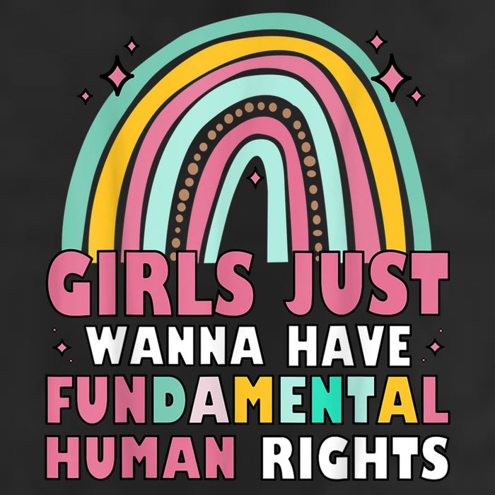 Rainbow Feminist Girls Just Want To Have Fundamental Rights 7 Panel Mesh Trucker Snapback Hat
