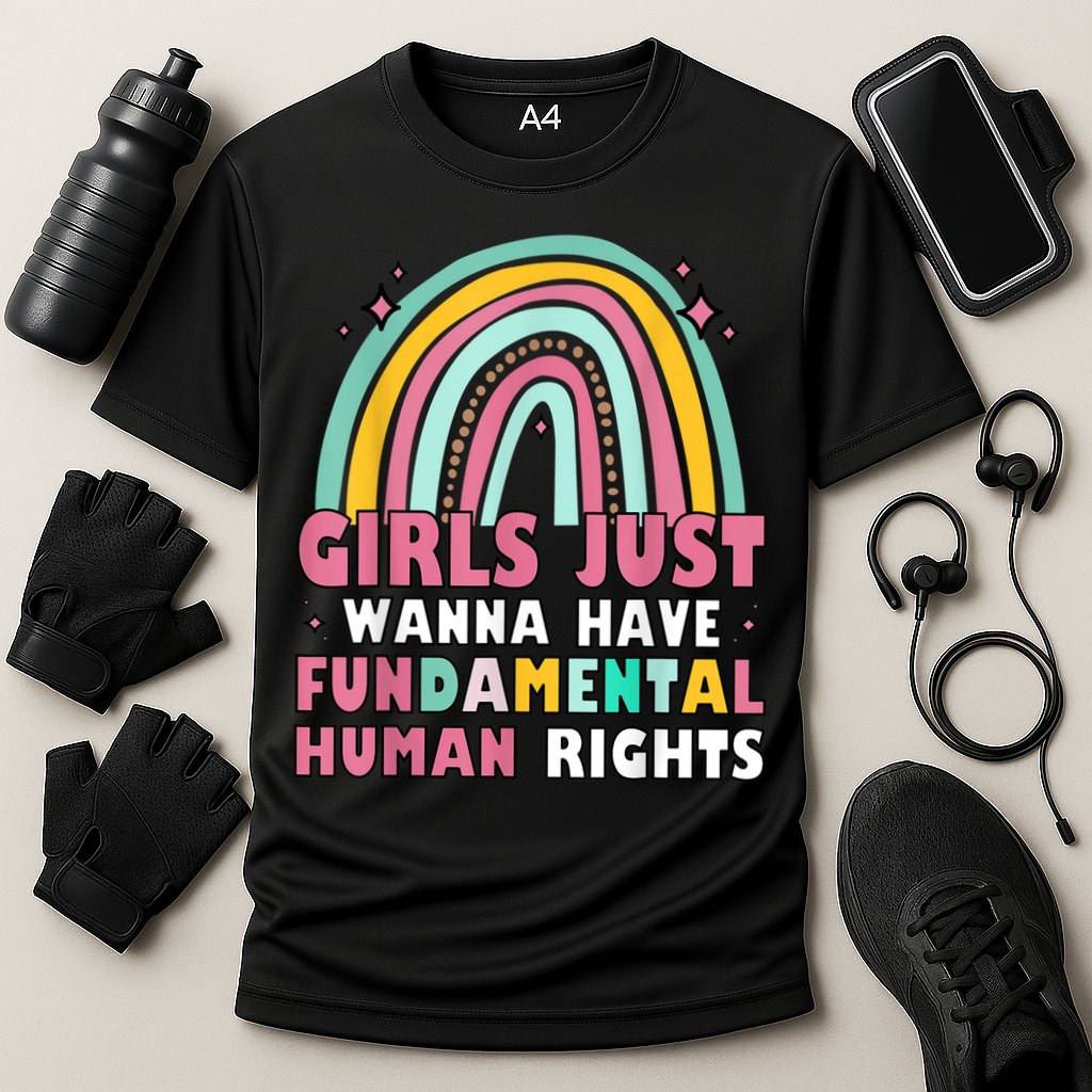 Rainbow Feminist Girls Just Want To Have Fundamental Rights Cooling Performance Crew T-Shirt
