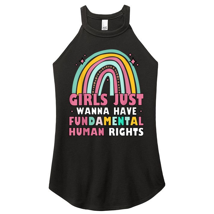 Rainbow Feminist Girls Just Want To Have Fundamental Rights Women's Perfect Tri Rocker Tank
