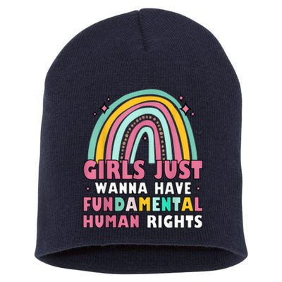 Rainbow Feminist Girls Just Want To Have Fundamental Rights Short Acrylic Beanie