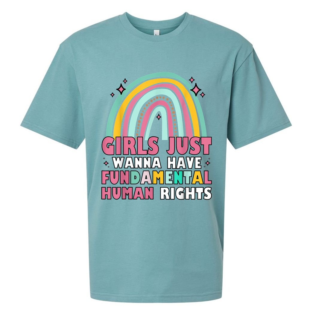 Rainbow Feminist Girls Just Want To Have Fundamental Rights Sueded Cloud Jersey T-Shirt