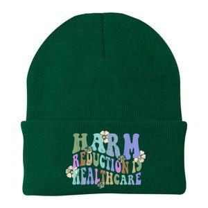 Retro Flower Harm Reduction Healthcare Overdose Awareness Knit Cap Winter Beanie