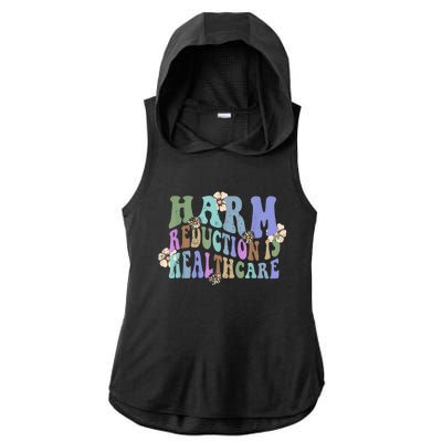 Retro Flower Harm Reduction Healthcare Overdose Awareness Ladies PosiCharge Tri-Blend Wicking Draft Hoodie Tank