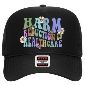 Retro Flower Harm Reduction Healthcare Overdose Awareness High Crown Mesh Back Trucker Hat