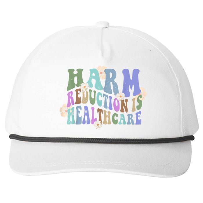 Retro Flower Harm Reduction Healthcare Overdose Awareness Snapback Five-Panel Rope Hat