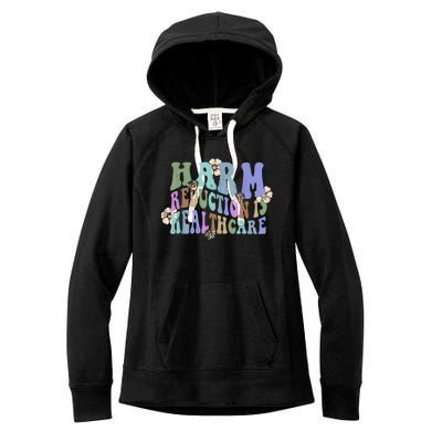 Retro Flower Harm Reduction Healthcare Overdose Awareness Women's Fleece Hoodie