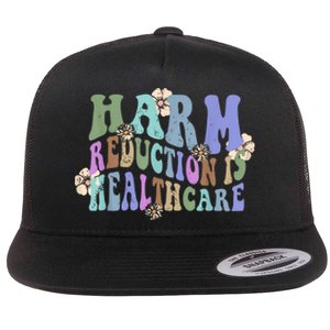 Retro Flower Harm Reduction Healthcare Overdose Awareness Flat Bill Trucker Hat