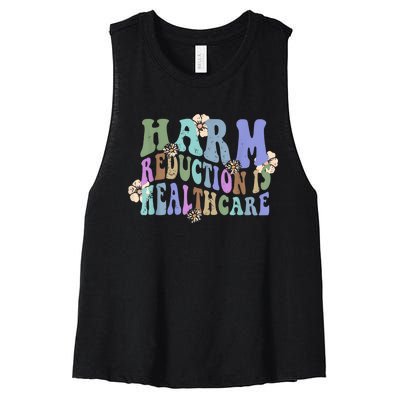 Retro Flower Harm Reduction Healthcare Overdose Awareness Women's Racerback Cropped Tank