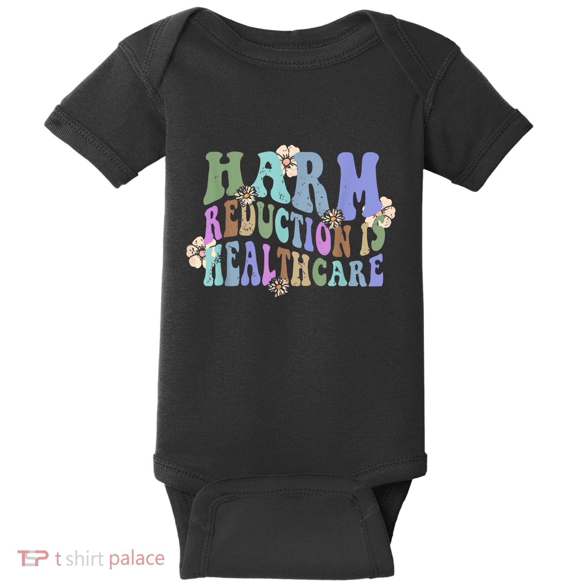 Retro Flower Harm Reduction Healthcare Overdose Awareness Baby Bodysuit