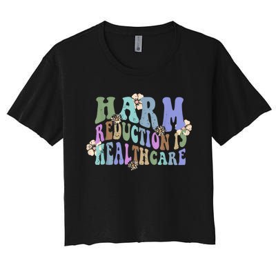 Retro Flower Harm Reduction Healthcare Overdose Awareness Women's Crop Top Tee