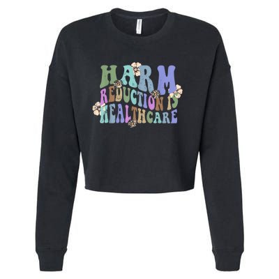 Retro Flower Harm Reduction Healthcare Overdose Awareness Cropped Pullover Crew