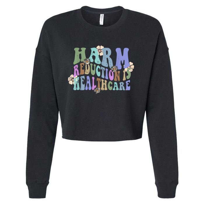 Retro Flower Harm Reduction Healthcare Overdose Awareness Cropped Pullover Crew