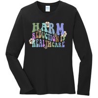 Retro Flower Harm Reduction Healthcare Overdose Awareness Ladies Long Sleeve Shirt