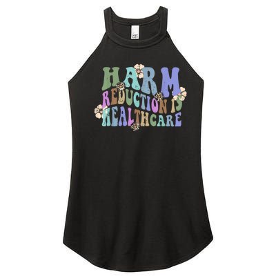 Retro Flower Harm Reduction Healthcare Overdose Awareness Women's Perfect Tri Rocker Tank