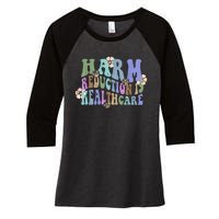 Retro Flower Harm Reduction Healthcare Overdose Awareness Women's Tri-Blend 3/4-Sleeve Raglan Shirt