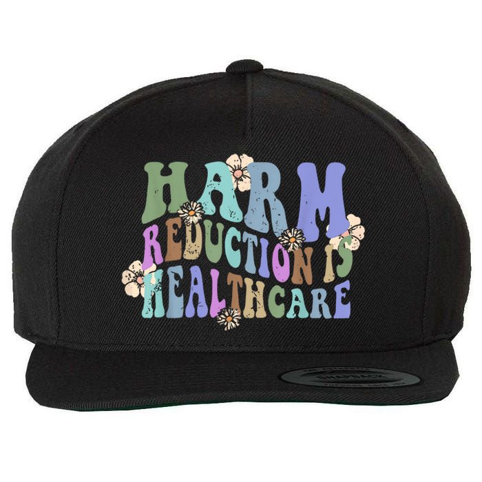 Retro Flower Harm Reduction Healthcare Overdose Awareness Wool Snapback Cap