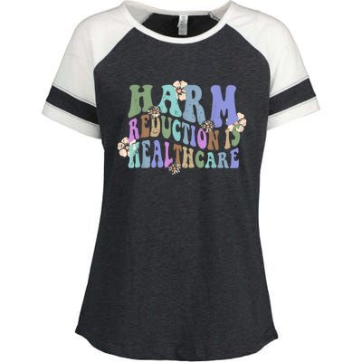 Retro Flower Harm Reduction Healthcare Overdose Awareness Enza Ladies Jersey Colorblock Tee