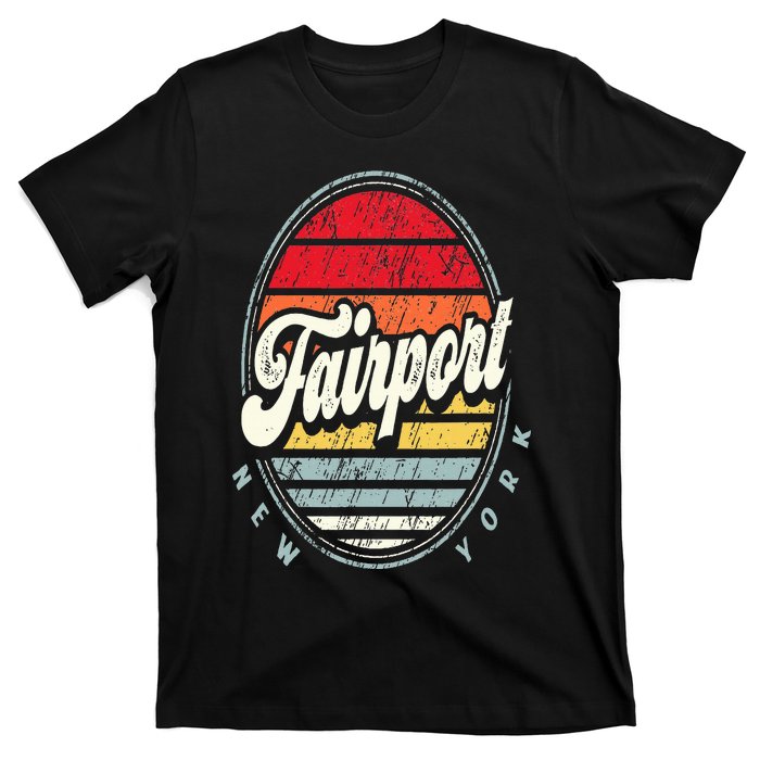 Retro Fairport Home State Cool 70s Style Sunset T-Shirt