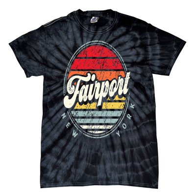 Retro Fairport Home State Cool 70s Style Sunset Tie-Dye T-Shirt