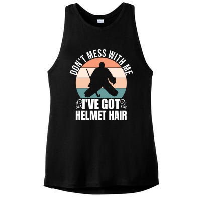 Retro Field Hockey Goalie Gift Goal Keeper Helmet Quote Gift Ladies PosiCharge Tri-Blend Wicking Tank