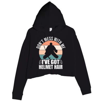 Retro Field Hockey Goalie Gift Goal Keeper Helmet Quote Gift Crop Fleece Hoodie