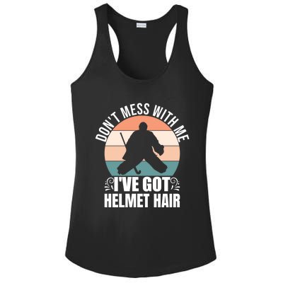 Retro Field Hockey Goalie Gift Goal Keeper Helmet Quote Gift Ladies PosiCharge Competitor Racerback Tank