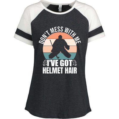 Retro Field Hockey Goalie Gift Goal Keeper Helmet Quote Gift Enza Ladies Jersey Colorblock Tee