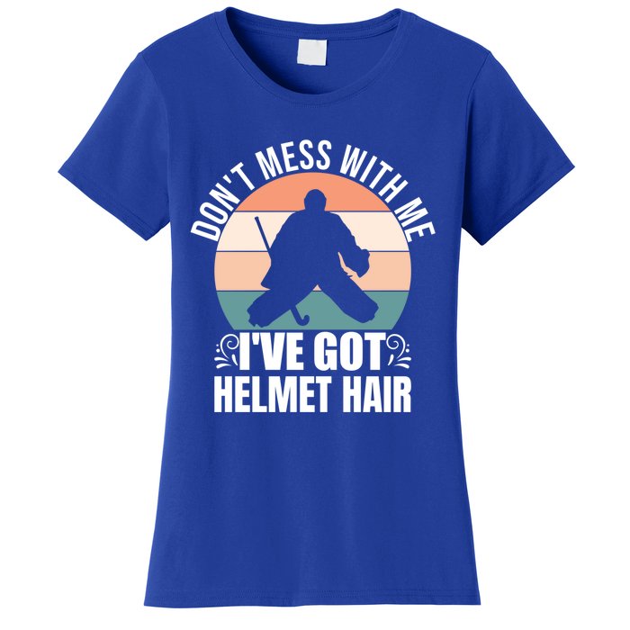 Retro Field Hockey Goalie Gift Goal Keeper Helmet Quote Gift Women's T-Shirt