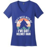 Retro Field Hockey Goalie Gift Goal Keeper Helmet Quote Gift Women's V-Neck T-Shirt