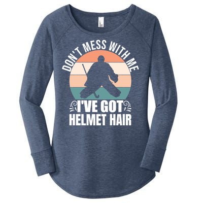 Retro Field Hockey Goalie Gift Goal Keeper Helmet Quote Gift Women's Perfect Tri Tunic Long Sleeve Shirt