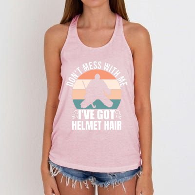 Retro Field Hockey Goalie Gift Goal Keeper Helmet Quote Gift Women's Knotted Racerback Tank