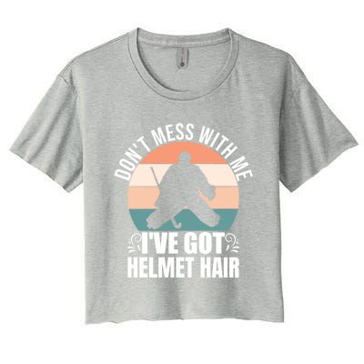 Retro Field Hockey Goalie Gift Goal Keeper Helmet Quote Gift Women's Crop Top Tee