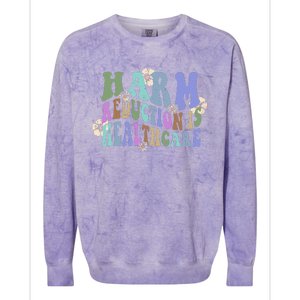 Retro Flower Harm Reduction Healthcare Overdose Awareness Colorblast Crewneck Sweatshirt