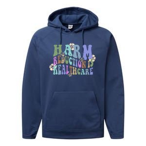 Retro Flower Harm Reduction Healthcare Overdose Awareness Performance Fleece Hoodie