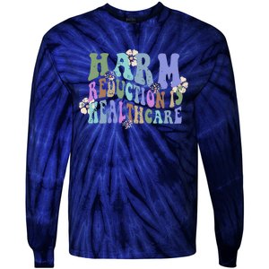 Retro Flower Harm Reduction Healthcare Overdose Awareness Tie-Dye Long Sleeve Shirt