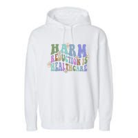 Retro Flower Harm Reduction Healthcare Overdose Awareness Garment-Dyed Fleece Hoodie