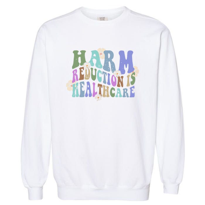 Retro Flower Harm Reduction Healthcare Overdose Awareness Garment-Dyed Sweatshirt