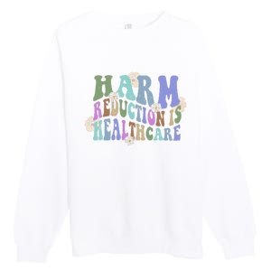 Retro Flower Harm Reduction Healthcare Overdose Awareness Premium Crewneck Sweatshirt