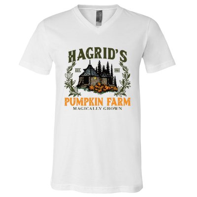 Retro Fall HagridS Pumpkin Farm Patch Autumn Pumpkin Garden V-Neck T-Shirt