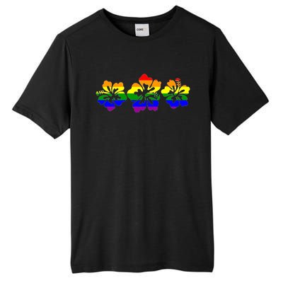 Rainbow Flag Hibiscus Flowers Hawaiian Lgbt Great Gift Tall Fusion ChromaSoft Performance T-Shirt