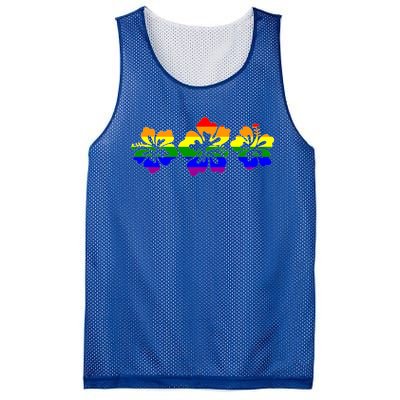 Rainbow Flag Hibiscus Flowers Hawaiian Lgbt Great Gift Mesh Reversible Basketball Jersey Tank