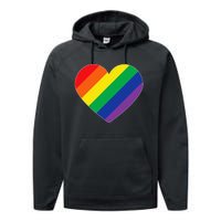 Rainbow Flag Heart Performance Fleece Hoodie