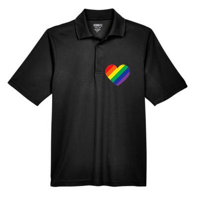 Rainbow Flag Heart Men's Origin Performance Pique Polo