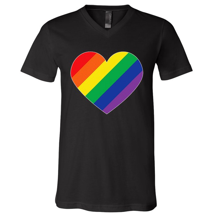 Rainbow Flag Heart V-Neck T-Shirt