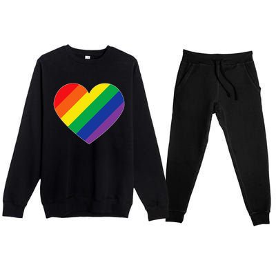 Rainbow Flag Heart Premium Crewneck Sweatsuit Set