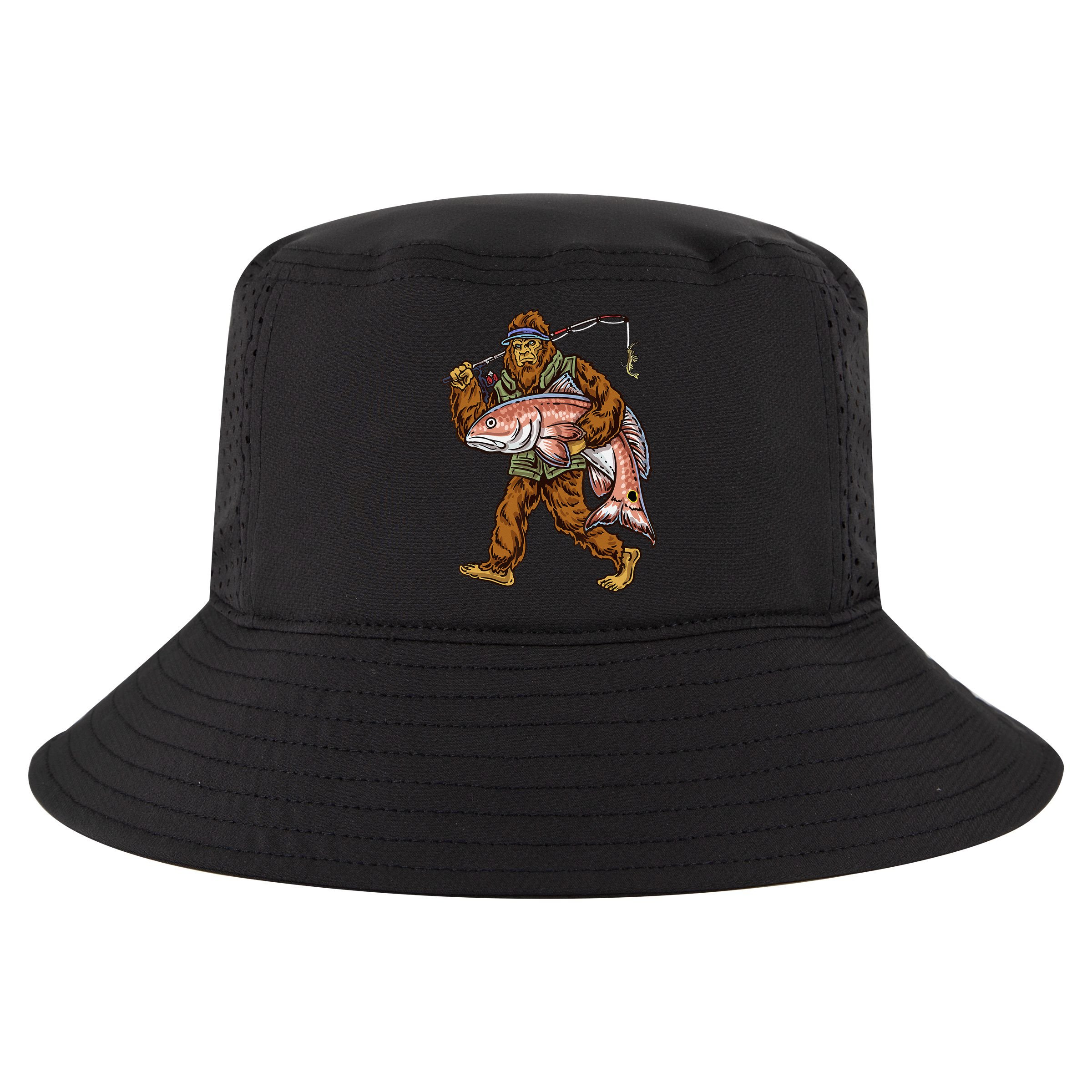 Redfish Fishing Hunting Bigfoot Fisher Cool Comfort Performance Bucket Hat