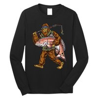 Redfish Fishing Hunting Bigfoot Fisher Long Sleeve Shirt