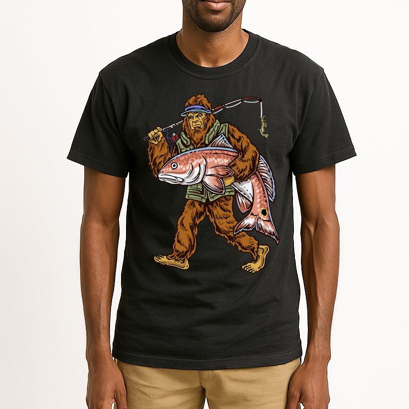 Redfish Fishing Hunting Bigfoot Fisher Tall T-Shirt