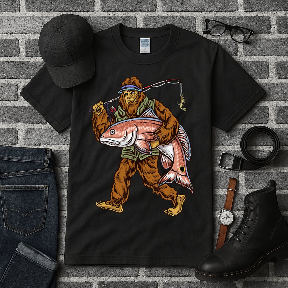 Redfish Fishing Hunting Bigfoot Fisher Tall T-Shirt